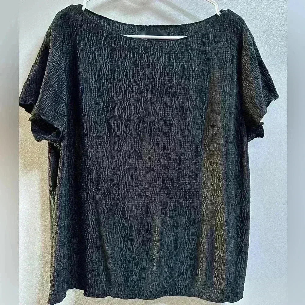 Vintage 90s Y2K Connected Apparel Crinkled Blouse Whimsigoth Dark Academia Goth